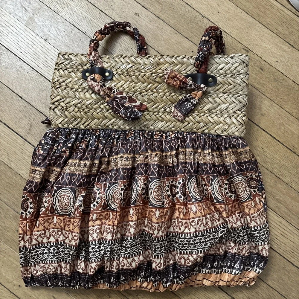 Capelli Straworld Boho Brown/Orange & Straw Shoulder Bag